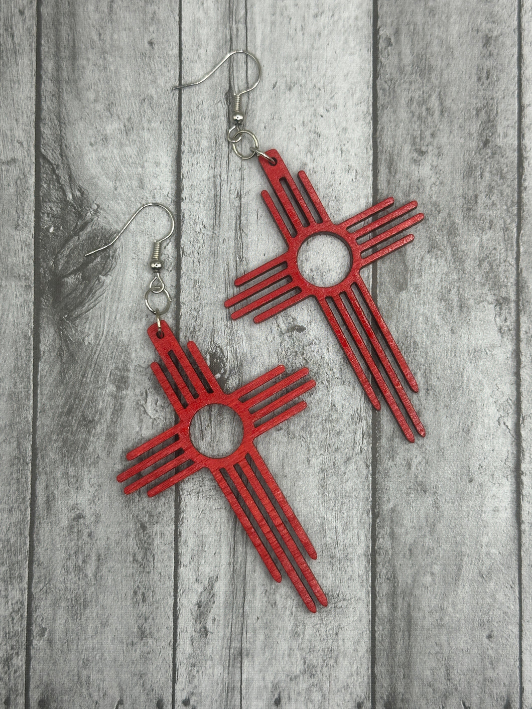 Long Red Zia Earrings