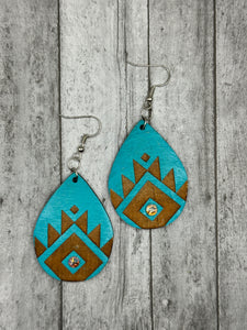 Turquoise Teardrop with Western Print