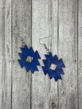 Load image into Gallery viewer, Dark Blue Aztec Earrings
