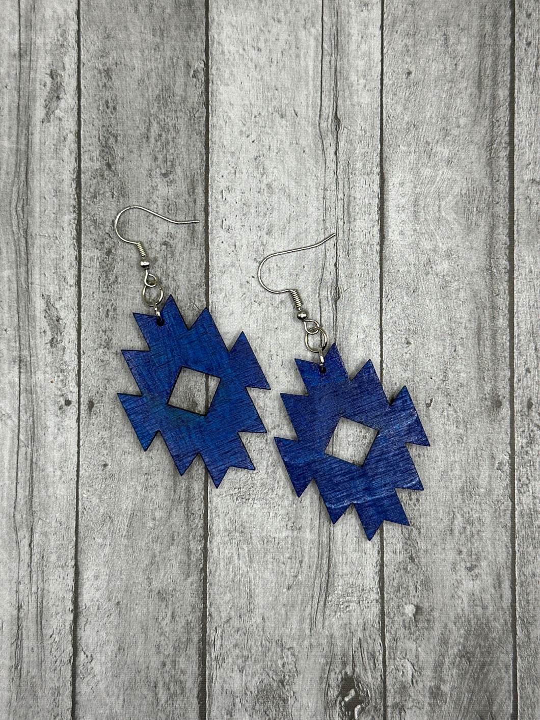 Dark Blue Aztec Earrings