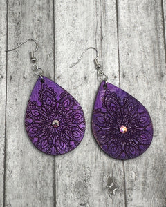 Deep Purple Mandala Teardrop earrings