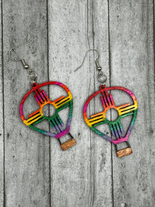 Rainbow Hot Air Balloon With Zia Earrings