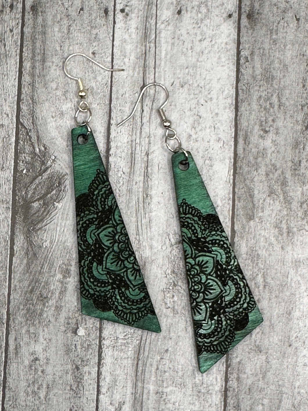 Forest Green Mandala Earrings