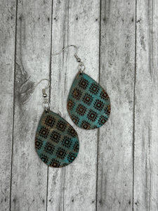 Turquoise distressed Southwestern teardrop