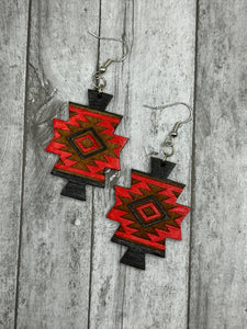 Red and Black Southwestern Earrings