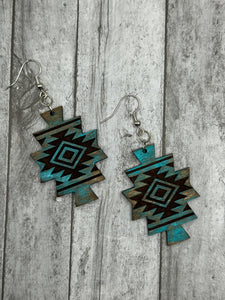 Western Print Turquoise Earrings