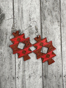 Red Aztec Inspired Earring