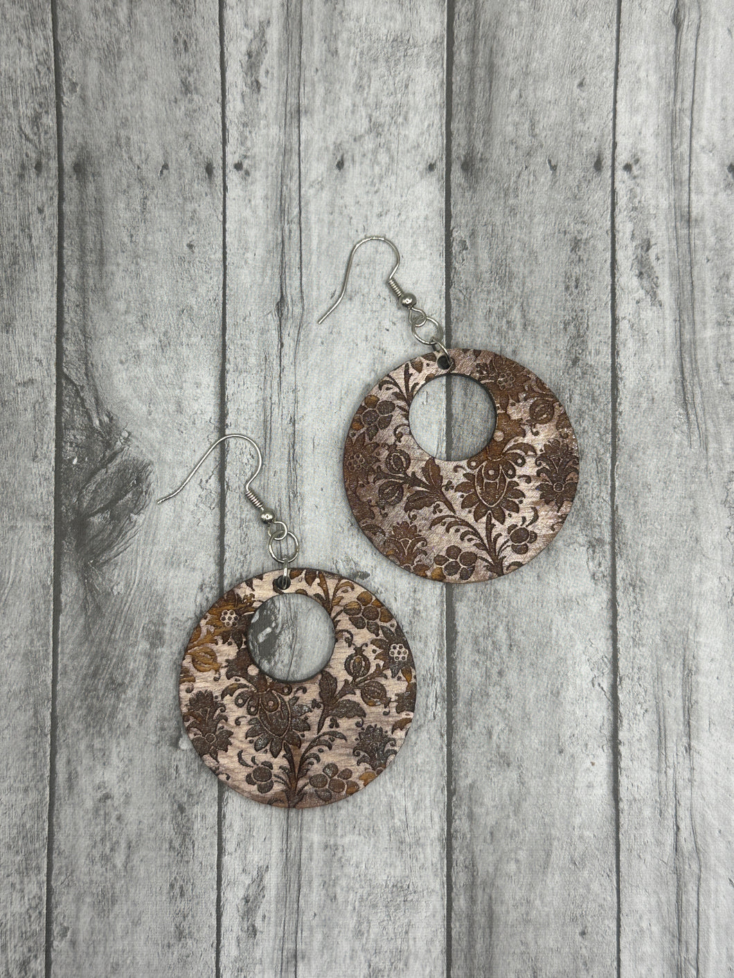 Cream and Brown Damask Circles