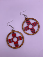 Load image into Gallery viewer, Red Zia with Brown Circle Earrings
