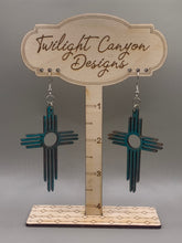 Load image into Gallery viewer, Turquoise Distressed Long Zia Earrings

