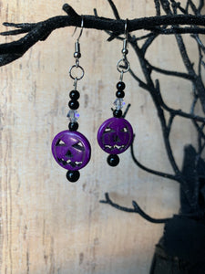 Purple Jack-o-Lantern earrings