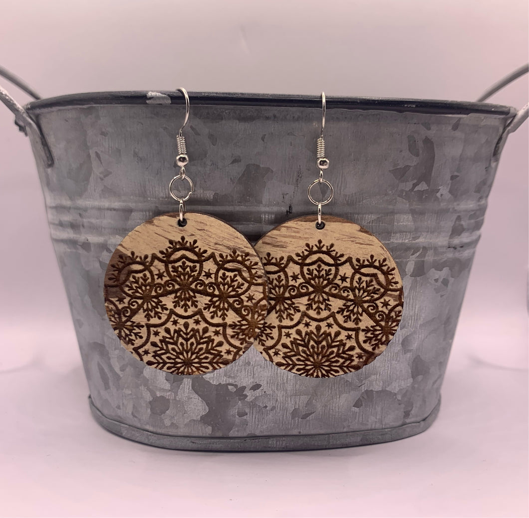 Ivory Lace Distressed Circle Earrings