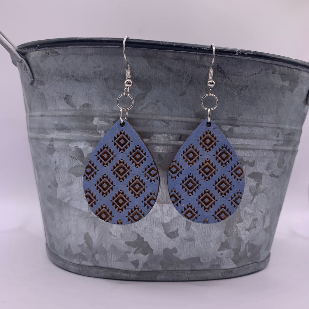 Southwest light blue teardrop earrings