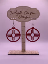 Load image into Gallery viewer, Red Zia with Brown Circle Earrings
