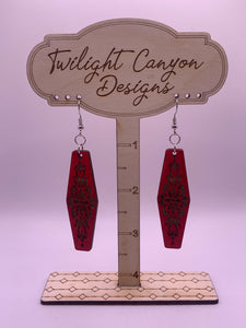 Red Floral Bar Earrings