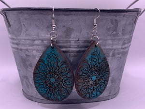 Turquoise Distressed Engraved Earrings