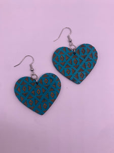 Turquoise Patterned Hearts