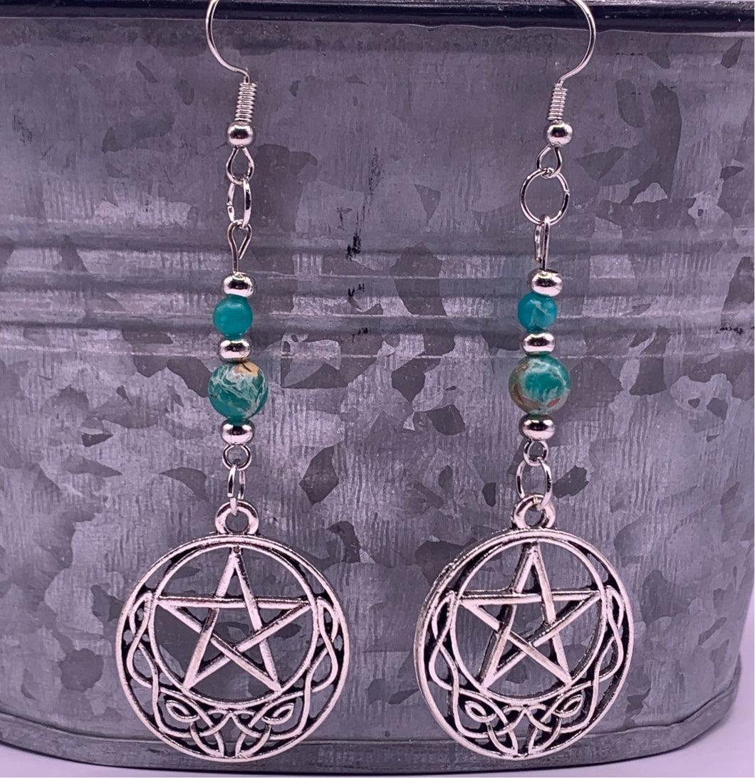 Turquoise Pentacle Earrings